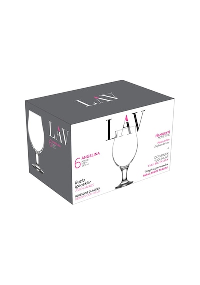 Lav Angelina Cam Bira Bardağı 6'lı 570 ml Ayaklı