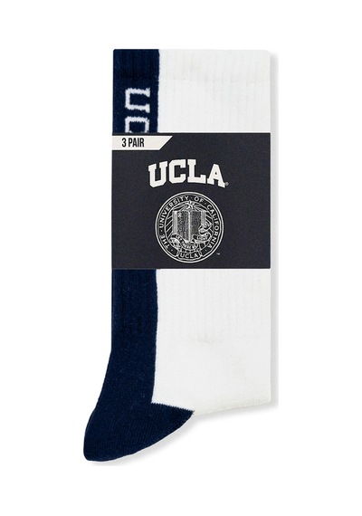 Ucla Renley 3'lü Beyaz-lacivert Uzun Jakarlı Pamuk Standard Fit Unisex Çorap