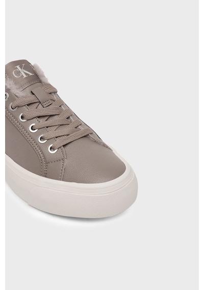 Calvin Klein Logolu İçi Kürklü Deri Sneaker Ayakkabı Hw0hw03235pbo Kadın Ayakkabı Hw0hw03235 Pbo Vizon