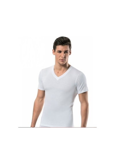 Erdem Penye V Yaka T-shirt 3'lü 1167 Beyaz