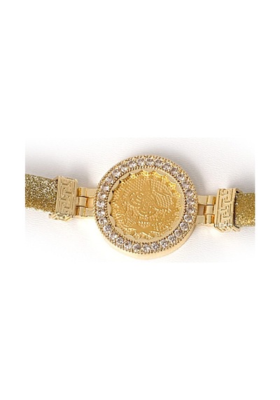 Kauçuklu Gold Simli Tuğralı Bileklik Sarı