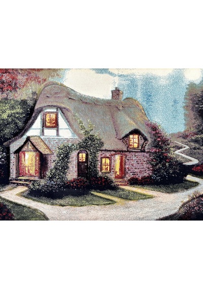 Hobbit Evi Adlı İran Tebriz Halı Tablo 94x75cm - Duvar Halı Kilim Tablo