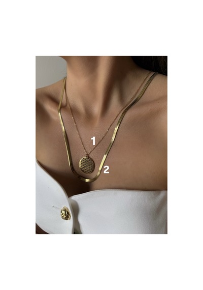 1 Numaralı Çelik Gold Kolye Sarı Sarı