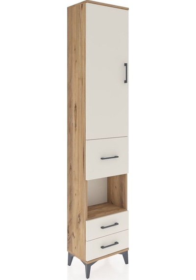 Arges Dolap 4 Raflı 3 Çekmeceli Tek Kapaklı 44x30x221 Çam-aytaşı Atlas Çam