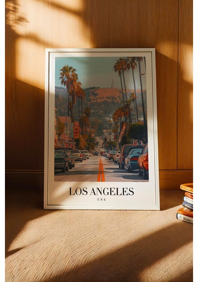Los Angeles Usa Vintage Seyahat Posteri Çerçeveli Tablo - Premium Hollywood Hills Elit Duvar Dekoru Beyaz Los Angeles Usa Vintage Seyahat Posteri Çerçeveli Tablo - Premium Hollywood Hills Elit Duvar Dekoru Beyaz