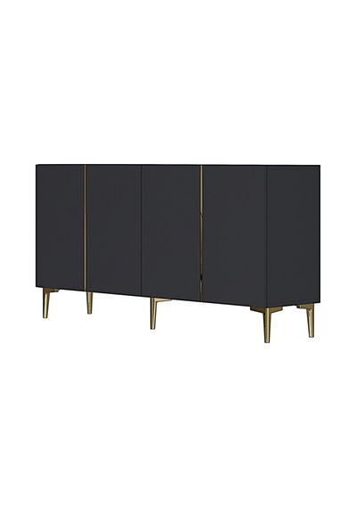 Ka1524ag Poli Konsol Ve Tv Sehpası Antrasit-gold 150cm