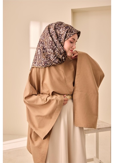 Silk Home Twill İpek Eşarp 11478-34 Acı Kahve, Gold, Bej, Gri, Ekru, Gümüş