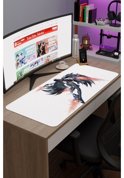 Bayonetta Kaymaz Dikişli Kauçuk Oyuncu Mousepad V2 - 90x40 Xxl Gaming Mouse Pad Fare Altlığı