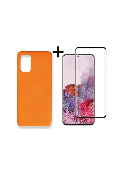 Samsung Galaxy Uyumlu S20 Plus Lansman Içi Kadife Telefon Kılıfı Ve Tam Kaplar Polymer Nano Ekran Koruyucu Col179212-turuncu