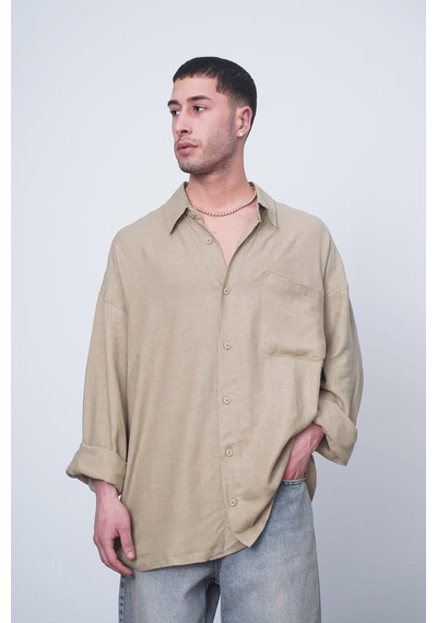 Toprak Basic Uzun Kollu 1a Ch Oversize Gömlek Kahverengi