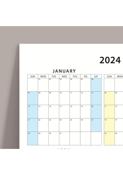 2026 Amerikan Standardı Takvim, Yıllık Planlayıcı Duvar Takvimi, Sunday Start Wall Planner