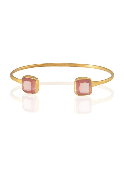 Kadir Jewellery 22 Ayar Altın Kaplama El İşçiliği Zirkon Taşlı Kadın Charm Bileklik Pembe