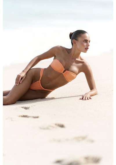Mai Collection Mai Studios Co. Lahla Büzgü Detaylı Kalın Bant Turuncu Bikini Altı Turuncu