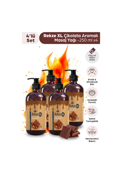 Masaj Yağı 4 Adet Büyük Boy Yenilebilir Çikolata Aromalı Masaj Yağı 250 Ml - 502076377