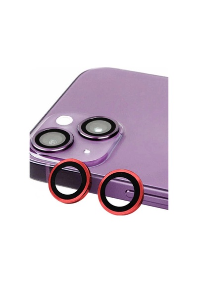 iPhone Uyumlu 14 Raze Metal Kamera Lens - Kırmızı Çok Renkli