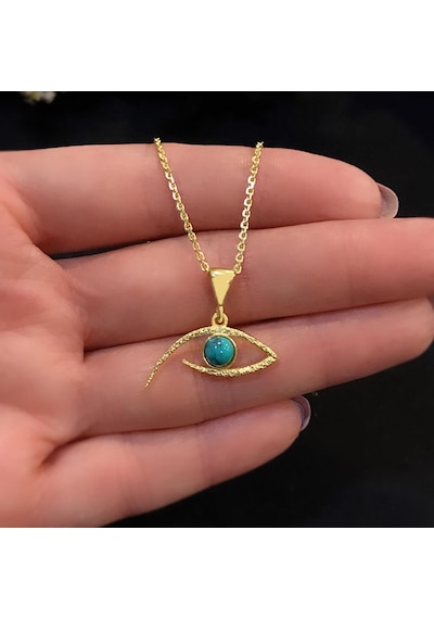 Stella Gümüş Firuze Göz Kolye Turkuaz