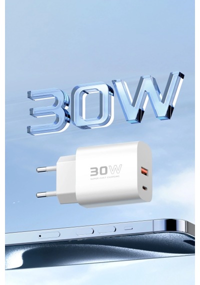C89q 1 Adet 30w Type-c Ve 1 Adet 22.5w Usb Çıkışlı Ekstra Dl48 1m Usb To Lightning Kablolu Pd Şarj Cihazı - Beyaz
