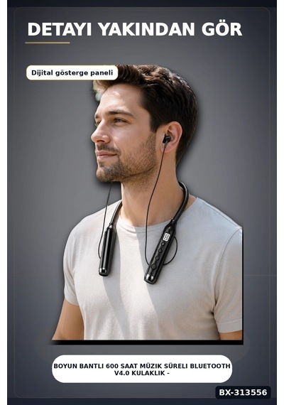 Boyun Bantlı 600 Saat Müzik Süreli Bluetooth V4.0 Kulaklık - Mikrofonlu Ses Kontrollü Bx-313556 Renkli