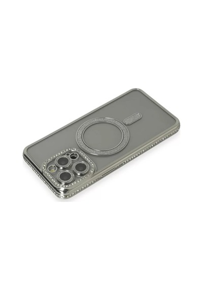 Newface Apple iPhone Uyumlu 15 Pro Kılıf Joke Simli Magneticsafe Kılıf - Gri Diğer