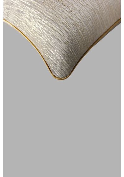 Kırlent Kılıfı Çizgili Desenli Jakarlı Dokuma Kumaş 2'li 45x45 Ve 35x50 Çift Taraflı Biyeli Vizon