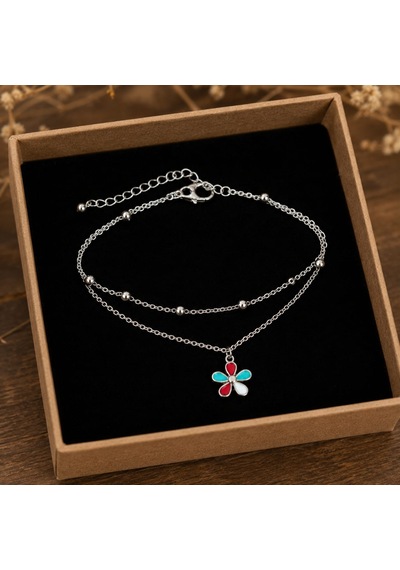 Daisy Bloom Anklet Renkli Papatya Çelik Halhal Çok Renkli