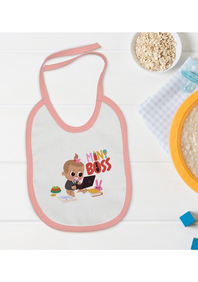 Bk Kids Mini Boss Tasarımlı Pembe Bebek Mama Önlüğü Pembe