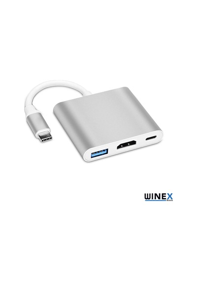 Winex 3In1 Type-C To Hdmı Hub Port Adaptör Pd Usb 3.0 4K Hdmı