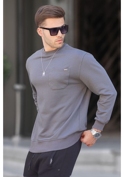 Madmext Füme Regular Fit Basic Sweatshirt 6136-füme Füme