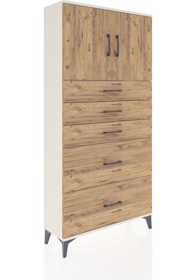 Arges Dolap 2 Raflı 5 Çekmeceli 2 Kapaklı 88x30x182 Aytaşı-çam Aytaşı