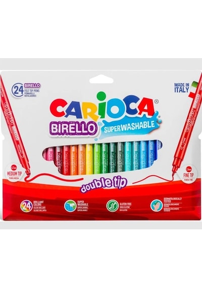 Carioca Birello Süper Yıkanabilir Çift Uçlu Keçeli Kalem 24'lü