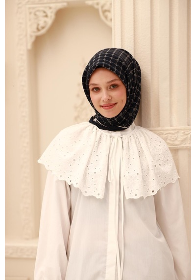 Silk Home Olinda Eşarp 48004-73 Lacivert, Beyaz