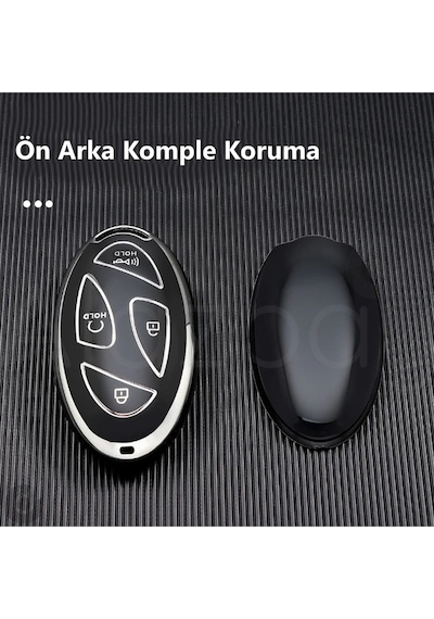 Hyundai Tucson Ioniq Kona Elantra Tpu Anahtar Kılıfı 5 Tuşlu Model Beyaz Gümüş