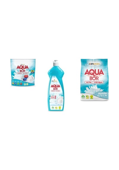 Aquabor Doğal Mineralli Tablet + Elde Bulaşık + 4 Kg Beyaz 3 Lü Set 0.75 LT - 2.5 LT - 12 KG 79135376