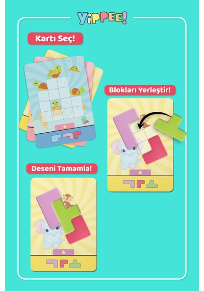 Block Puzzle - Eğitici Zeka Oyunu 7 Blok 20 Seviye Kart 3 Zorluk Akıl Ve Mantık Oyunu