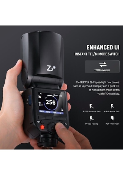 Neewer Z2pro-c Canon Uyumlu 76w Yuvarlak Kafa Akülü Tepe Flaşı
