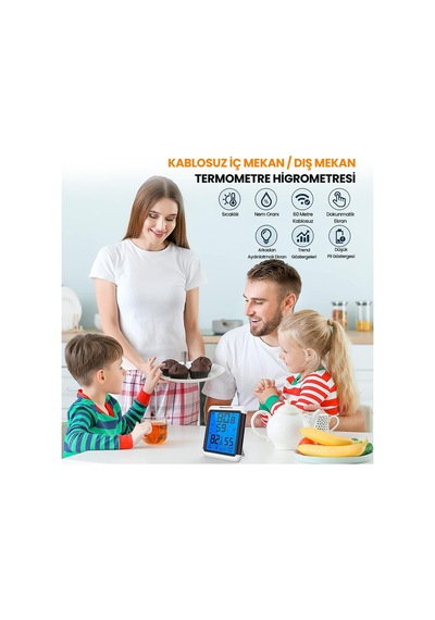 ThermoPro TP65 Dokunmatik Işıklı Geniş Ekran İç ve Dış Mekan (Sensörlü) Dijital Sıcaklık ve Nem Ölçer