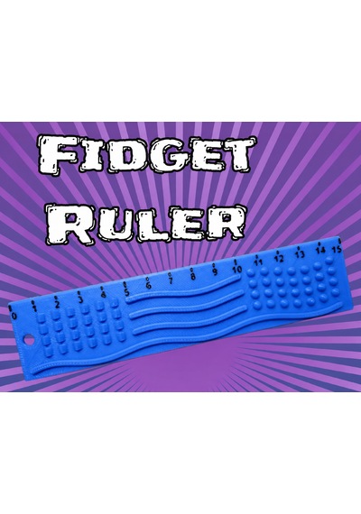 3d Baskı Dokunsal Fidget Cetveli - Kabartmalı Stres Ve Odaklanma Oyuncağı - Mavi