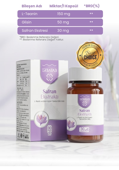 Erbatab Safran Ekstresi, L-teanin & Glisin Kompleksi 30 Kapsül