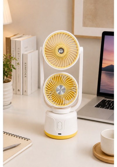 Taşınabilir Spreyli Çift Başlıklı Şarjlı Mini Vantilatör, Usb Şarjlı Taşınabilir Fan, Sessiz Soğutucu Sprey Mist Fan, Ev Ofis Yaz Sarı - 908664352 Taşınabilir Spreyli Çift Başlıklı Şarjlı Mini Vantilatör, Usb Şarjlı Taşınabilir Fan, Sessiz Soğutucu Sprey Mist Fan, Ev Ofis Yaz Sarı - 908664352
