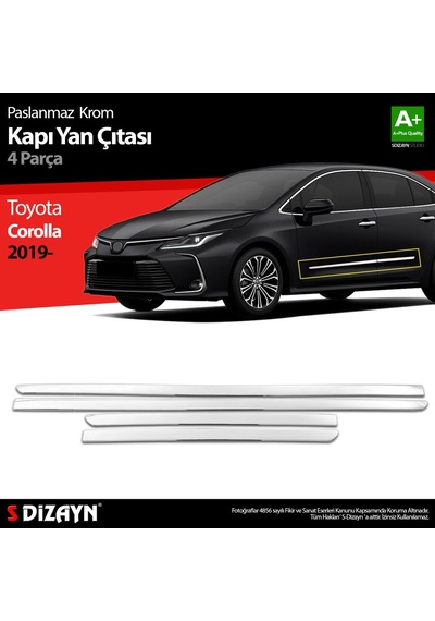 Toyota Corolla Uyumlu Krom Kapı Yan Çıtası 4 Prç 2019 Üzeri