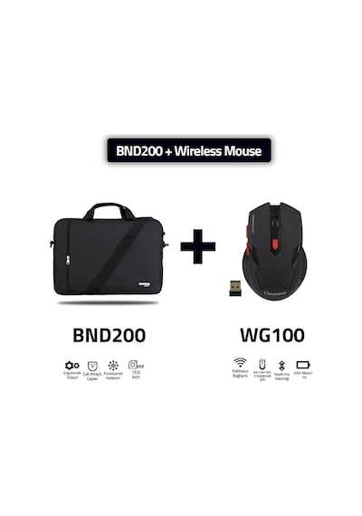 Classone Bnd200-wg100 Mouse , 15,6 İnch Eko Serisi Omuz Çantası Ve Oyuncu Gaming Mouse - Siyah