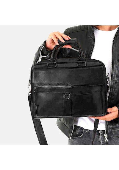 Lederax Hakiki Deri Evrak Portföy Laptop Çantası Ld481 Siyah