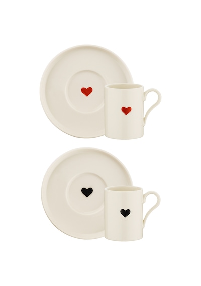 Kütahya Porselen Bone Pure Love 4 Parça 2 Kişilik Kahve Takımı Platin