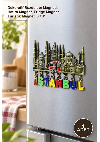 1 Adet Sarkaçlı İstanbul Temalı Magnet Dekoratif Buzdolabı Magneti, Hatıra Magnet, Fridge Magnet, Turistik Magnet, 8 Cm