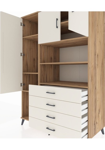 Kronos Dolap 7 Raflı 4 Çekmeceli 3 Kapaklı 132x59x195 Çam-ayt... Çam