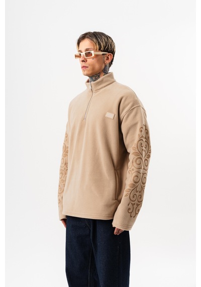 Respire Erkek Ffb Yarım Fermuarlı Oversize Polar Ceket Bej