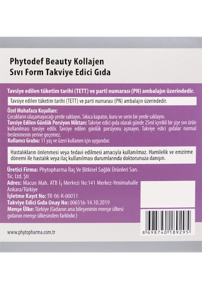 Phytodef Kolajen Likit Form 2 x 16 Shots﻿ x ﻿25 ML