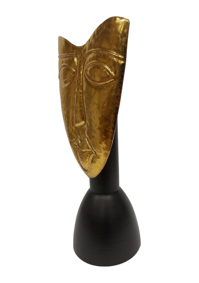 Biev Metal Vazo Yüz Kabartmalı 21x16x43 Cm