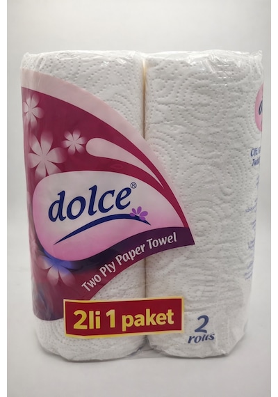 Dolce Çift Katlı Kağıt Havlu 2 Rulo 1 Paket Yüksek Emicili Çok Amaçlı Kağıt Havlu Beyaz