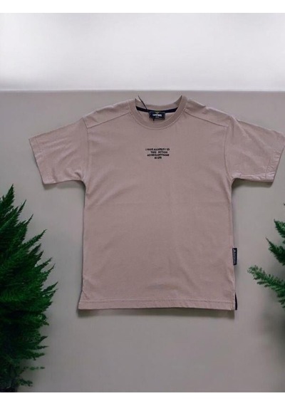 Carinos Erkek Çocuk Pamuklu I Have An Kabartma Yazılı Tshirt-14050-vizon Vizon